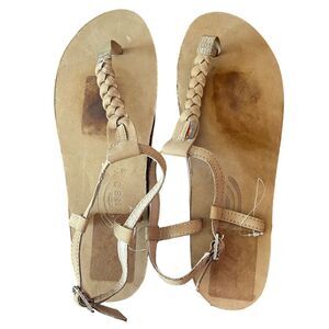 NEW Rainbow Womens T-Street Leather Sandals XL (8.5-9.5) Brown Braid Ankle Strap